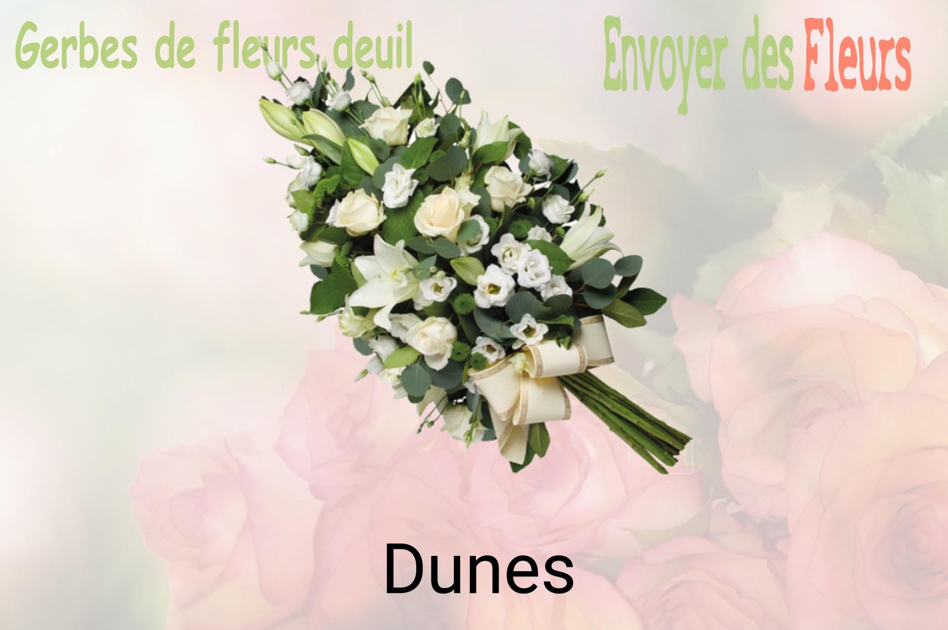 Gerbe de fleurs de deuil livrée à Dunes